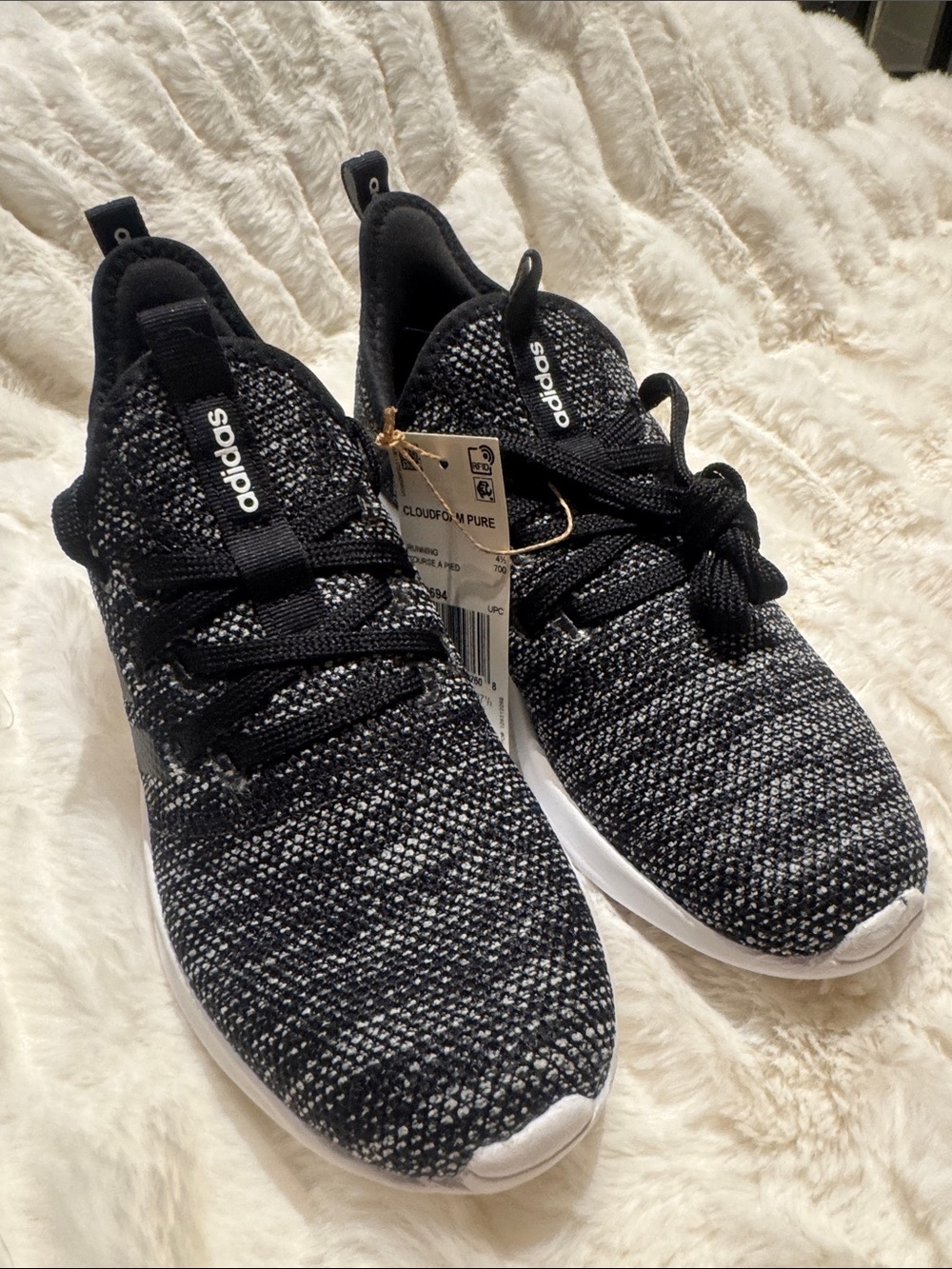 ADIDAS CLOUDFOAM PURE Black & White slip on sneaker - Picture 2 of 8